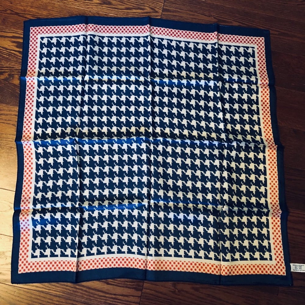 Vintage 1960’s Scarf Red, White and Navy..26”sq
